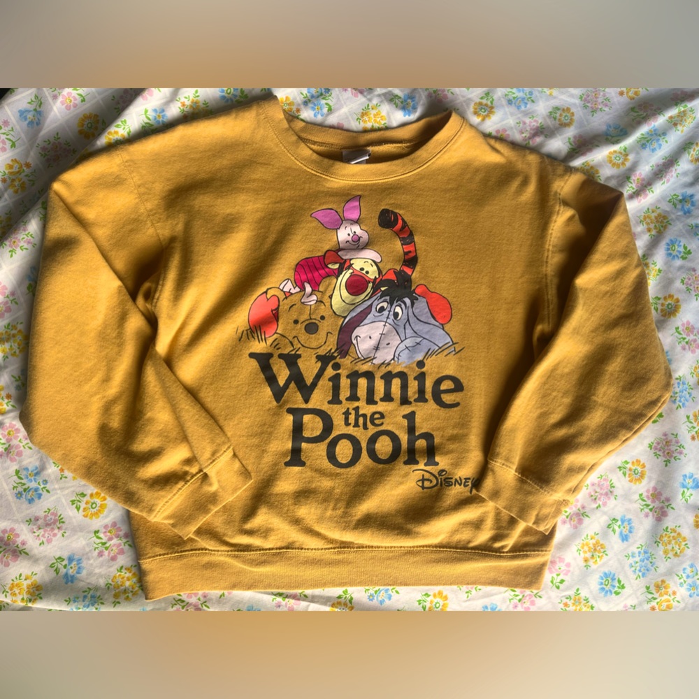 Disney Winnie The Pooh & friends mustard yellow comfy pullover sweatshirt •Large